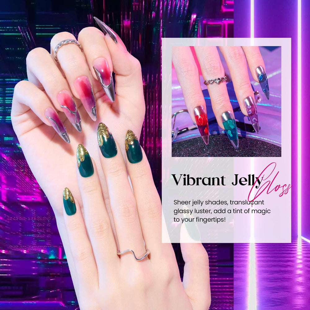 Beetles Jelly Gel Set, botella verde, color vivo con acabado ligero para DIY en casa.