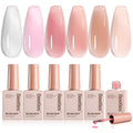 Beetles Jelly Gel Nail Polish Set – 6 Neutral Sheer Colors (Milky White & Nude Pink)