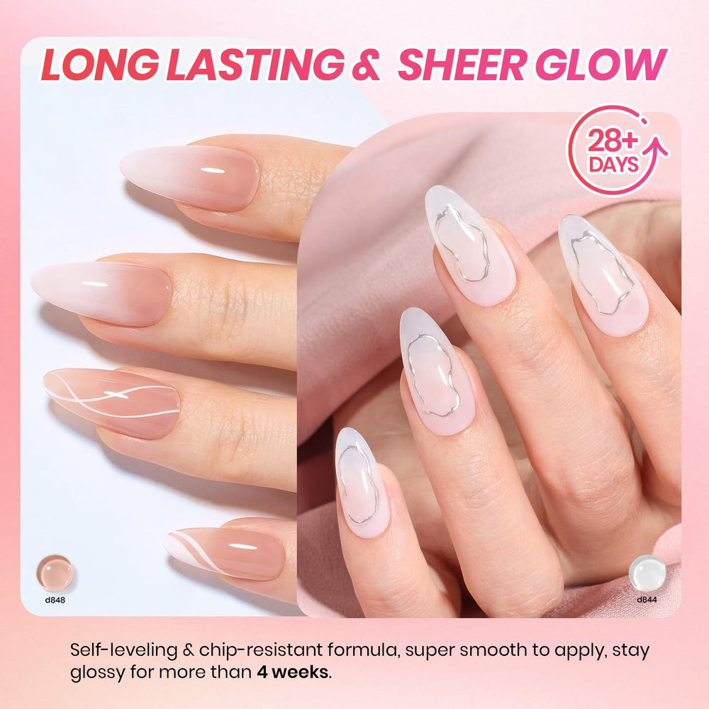 Beetles Jelly Gel nails showcase high gloss and long wear.