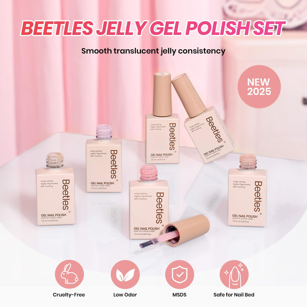 Beetles Jelly Gel tips illustrate warm-water workaround for thicker gel.