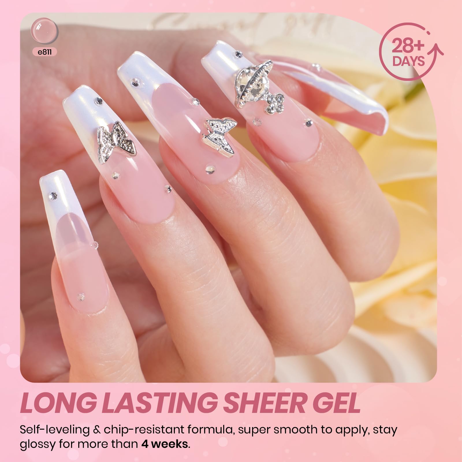 Beetles Jelly Gel Polish, tono natural, look limpio para uso diario