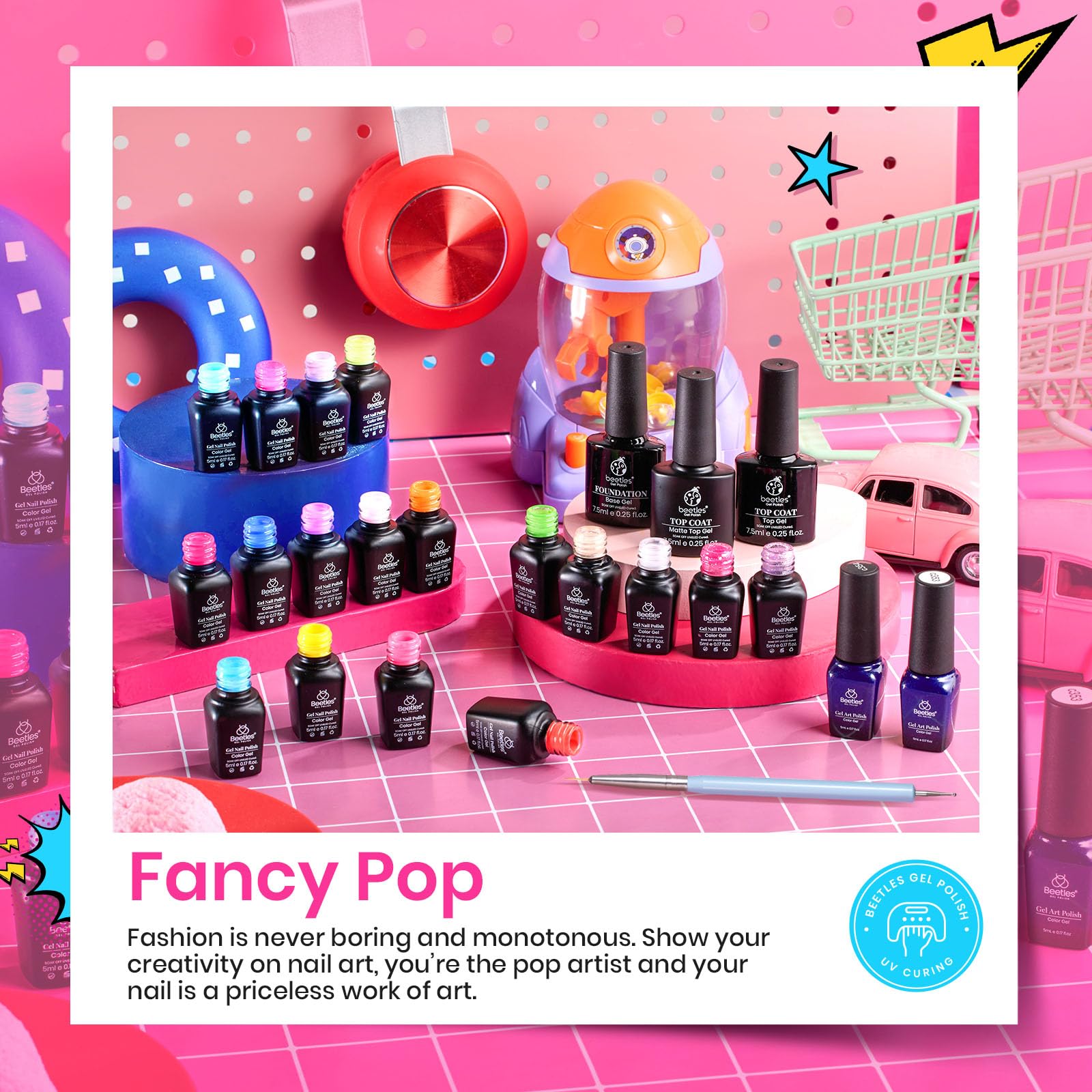 Beetles Neon Hot Pink Gel Polish for bright, playful nails