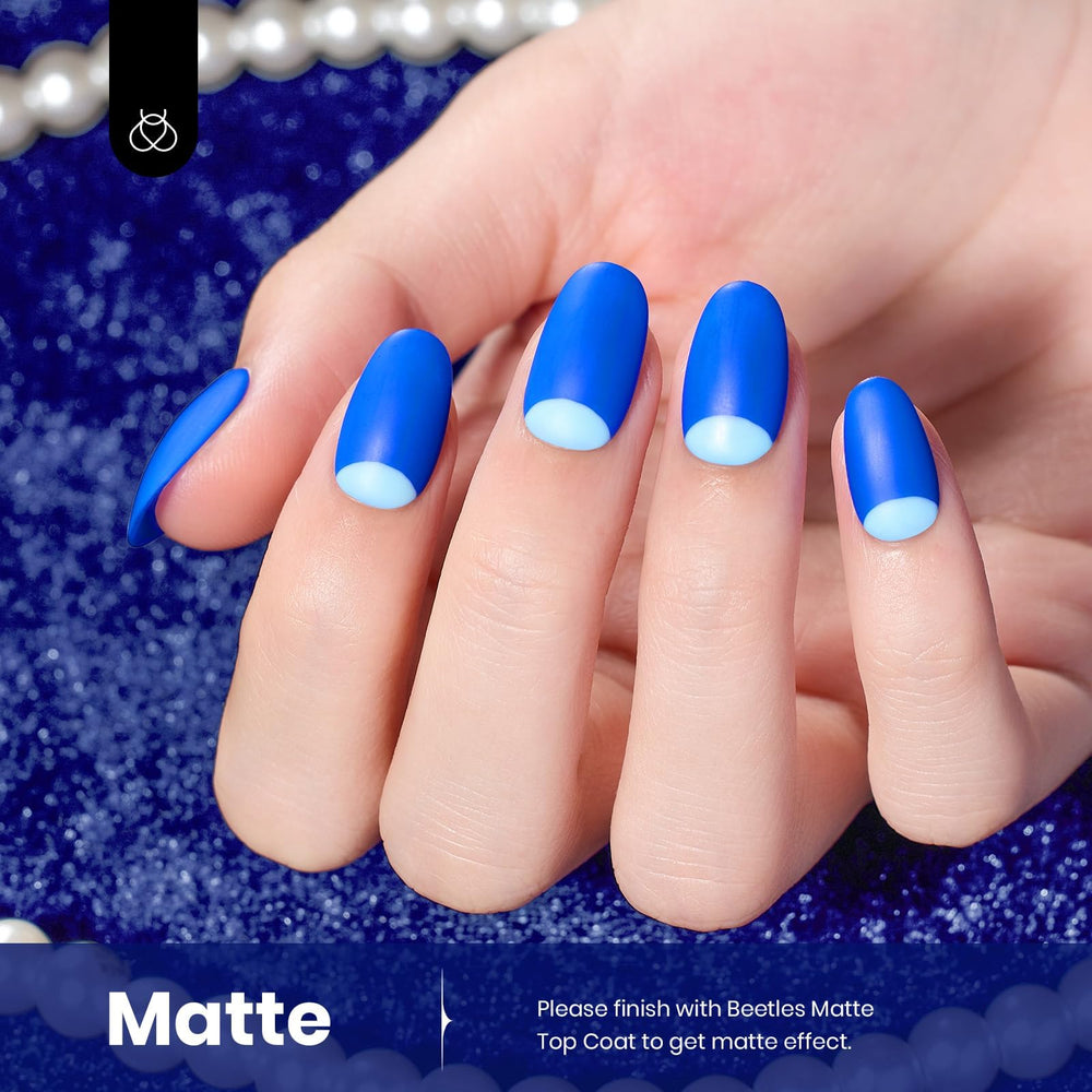 Acabado brillante del esmalte gel Beetles azul real