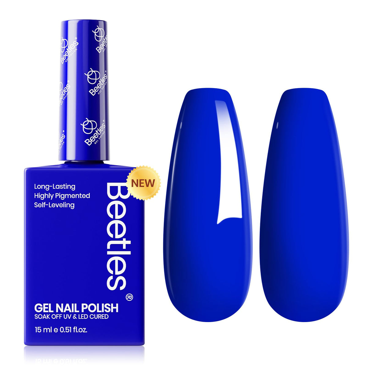 Beetles Laca Gel azul royal en botella, color intenso para manicura duradera