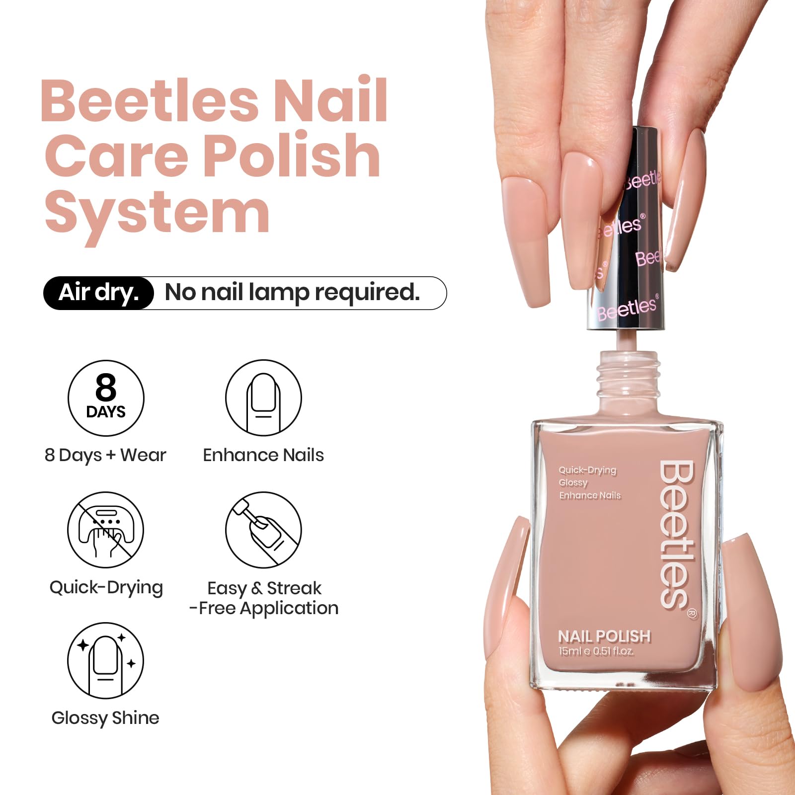 Beetles Gel Polish Nude: esmalte con acabado brillante en botella