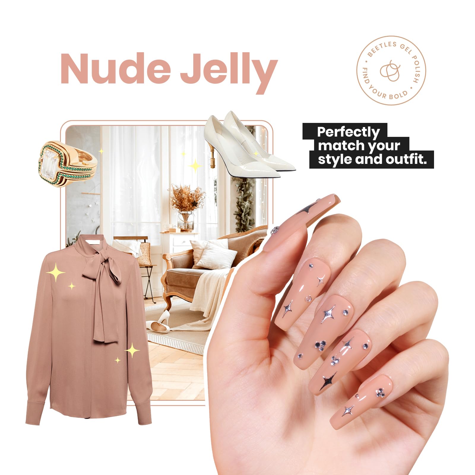 Beetles Gel Polish Nude: cuidado de uñas en enfoque del envase