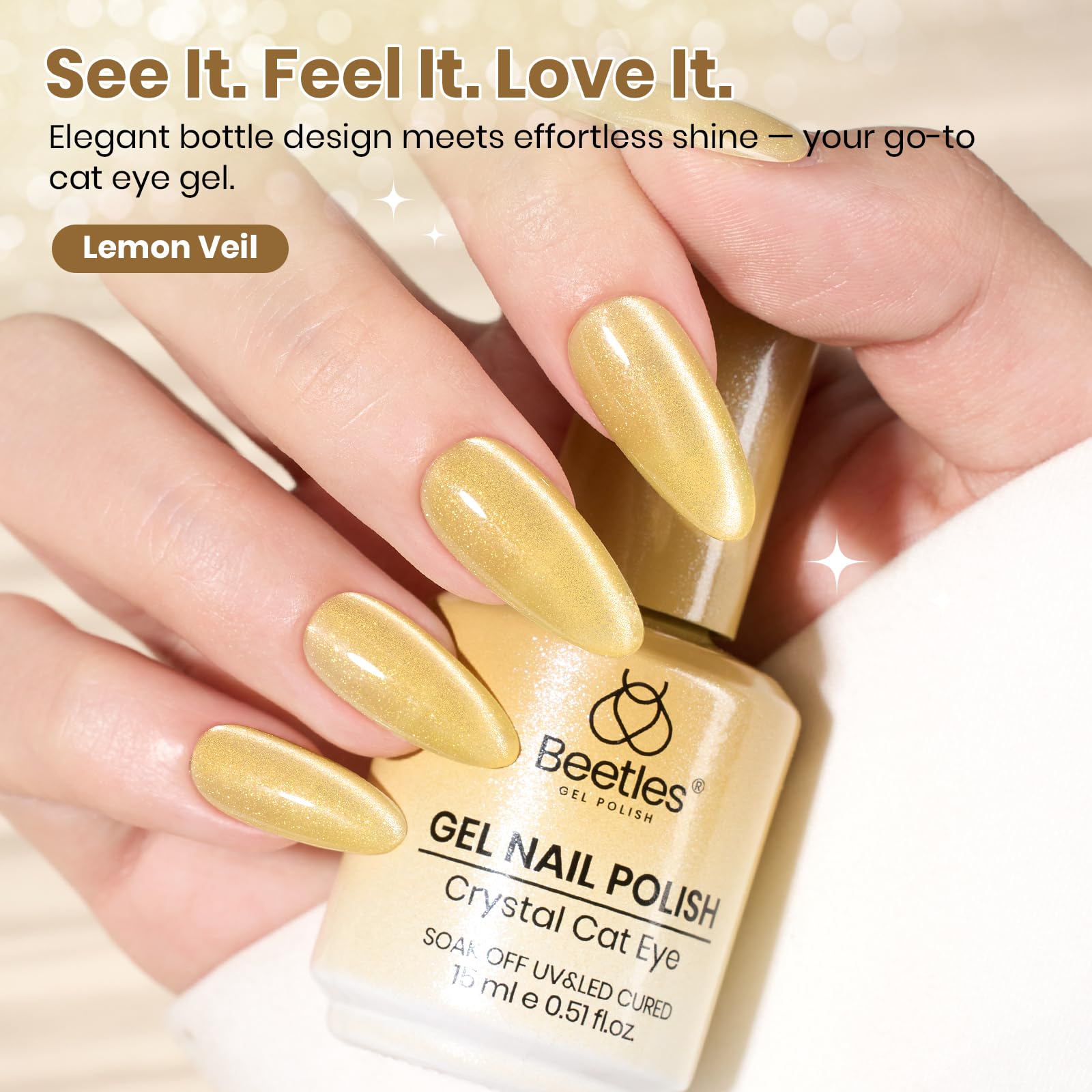 Beetles Lemon Veil Gift beauty set featuring yellow cat eye gel polish