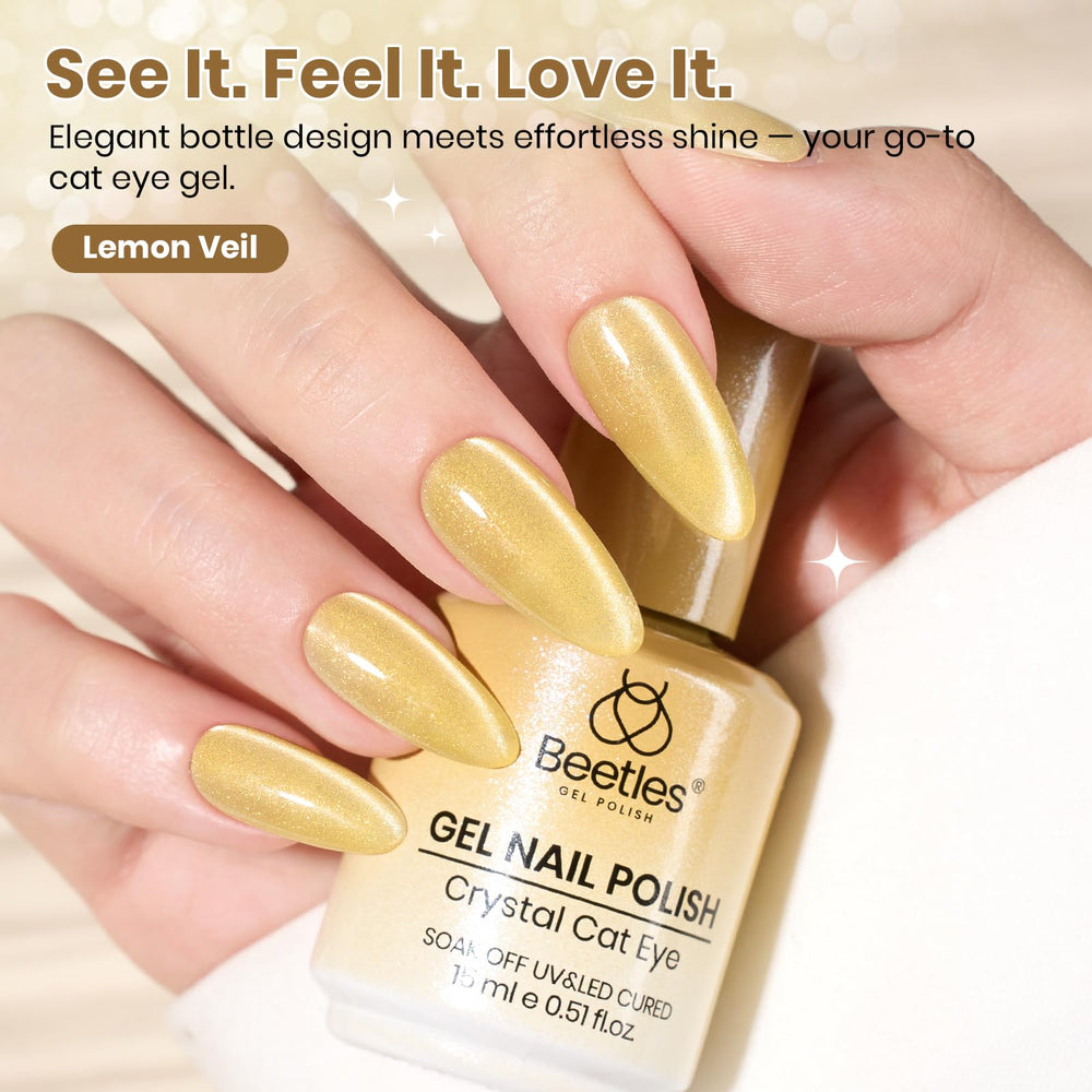 Beetles Lemon Veil Gift beauty set featuring yellow cat eye gel polish