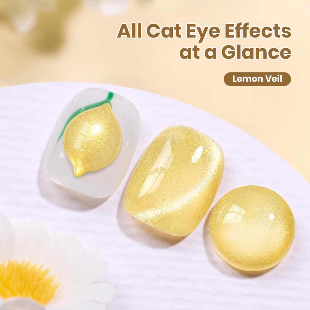 Beetles Lemon Veil Yellow Cat Eye with magnet effect enabling varied looks