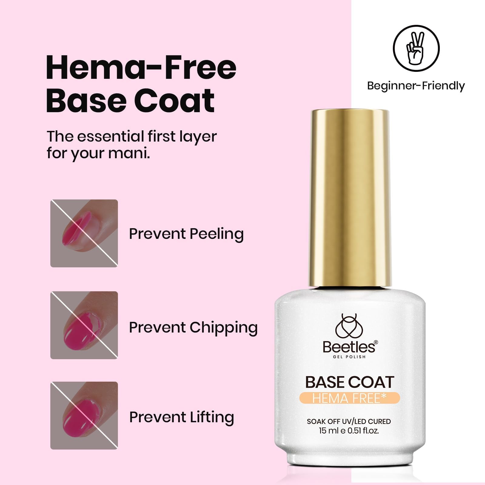 Beetles Libre de HEMA cuida uñas sensibles con fórmula suave.