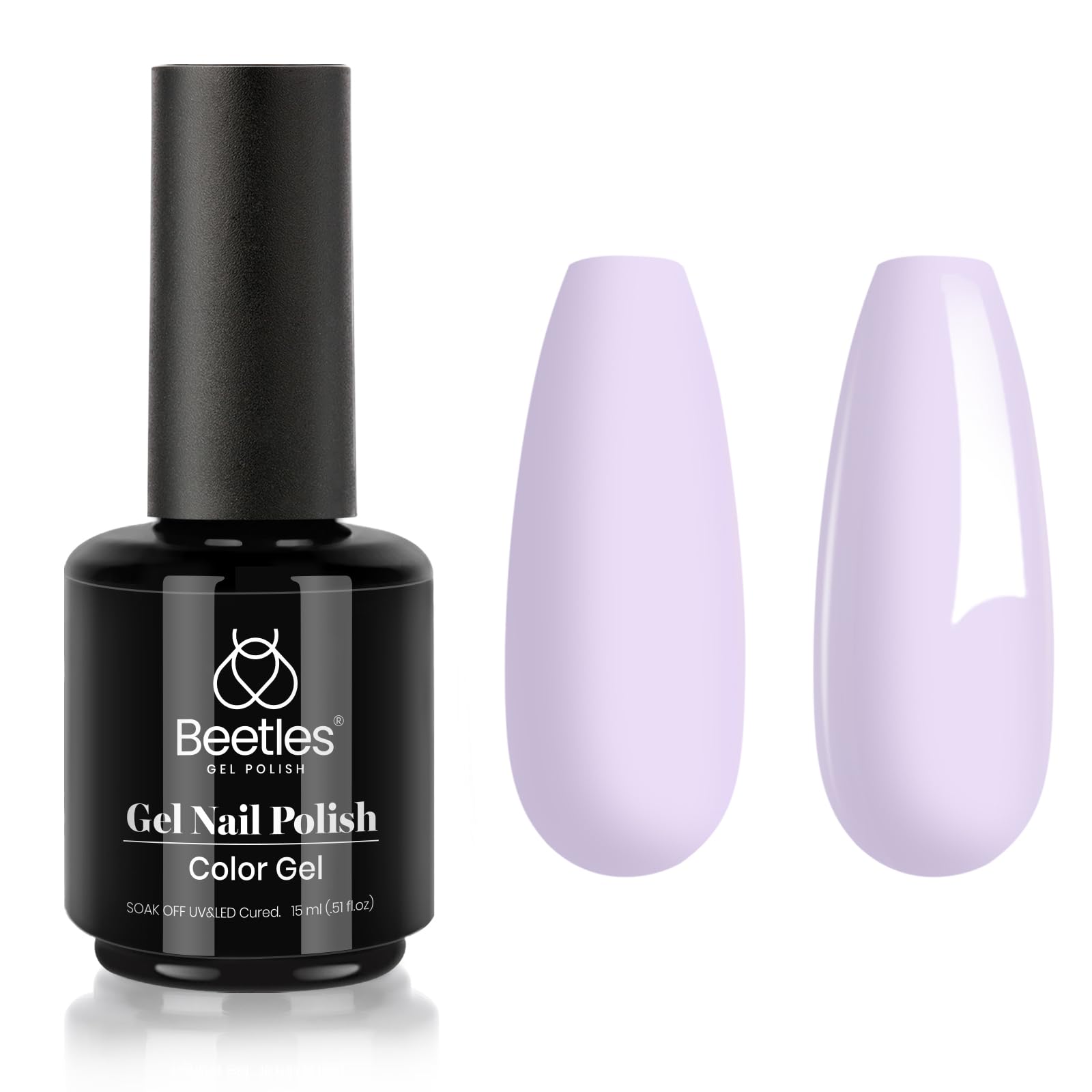 Beetles Light Purple Gel Polish bottle and swatch pair boosts salon-grade vibes at home