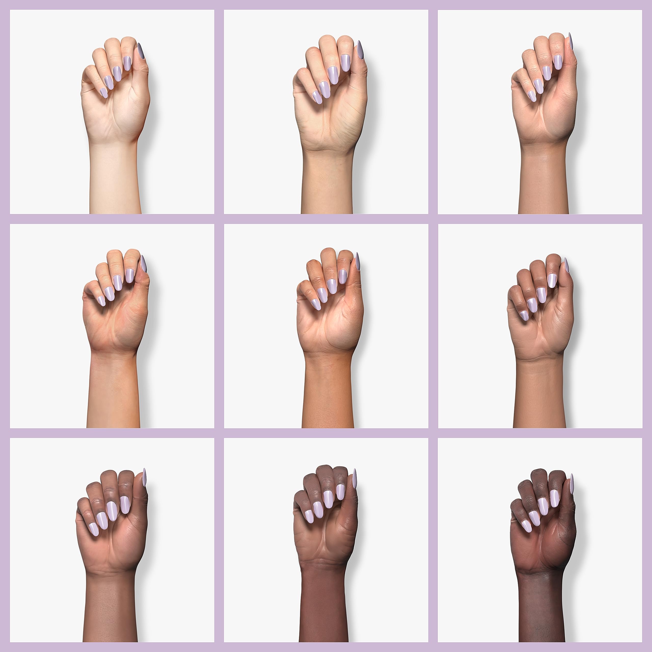 Beetles Light Purple Gel Polish nails application photo shows even coverage on nails