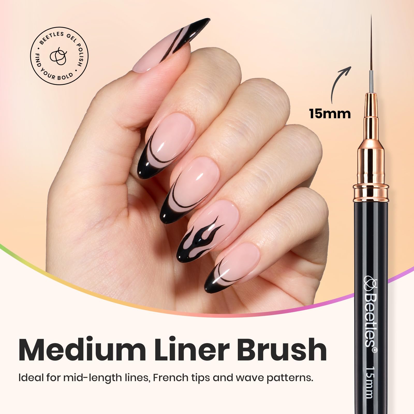 Beetles Liner brush 20mm for long lines and geometric designs.