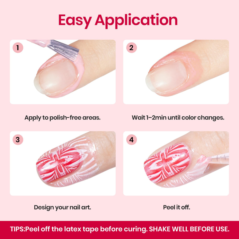 Beetles Liquid Latex aids nail art protection and clean results.