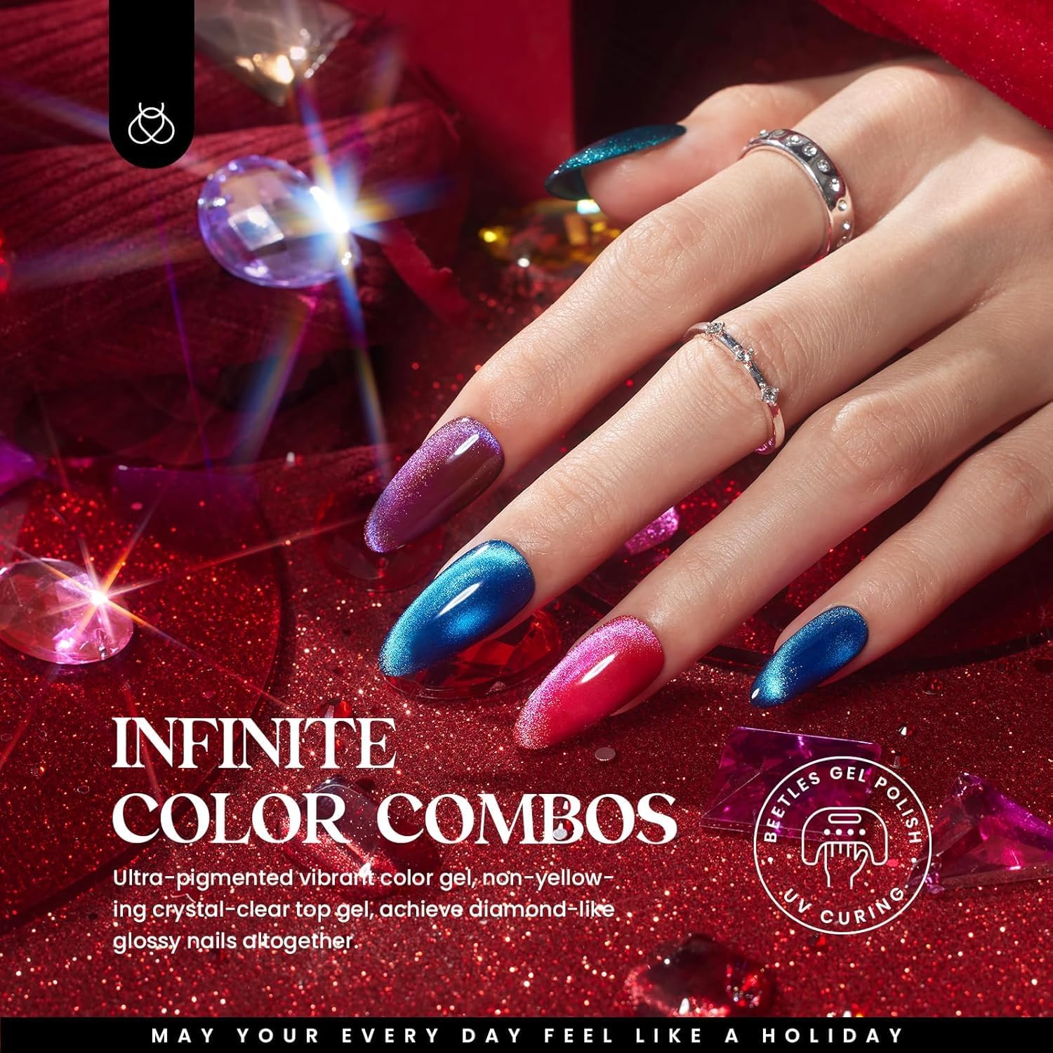 Beetles magnet pen for cat eye nail designs in action
