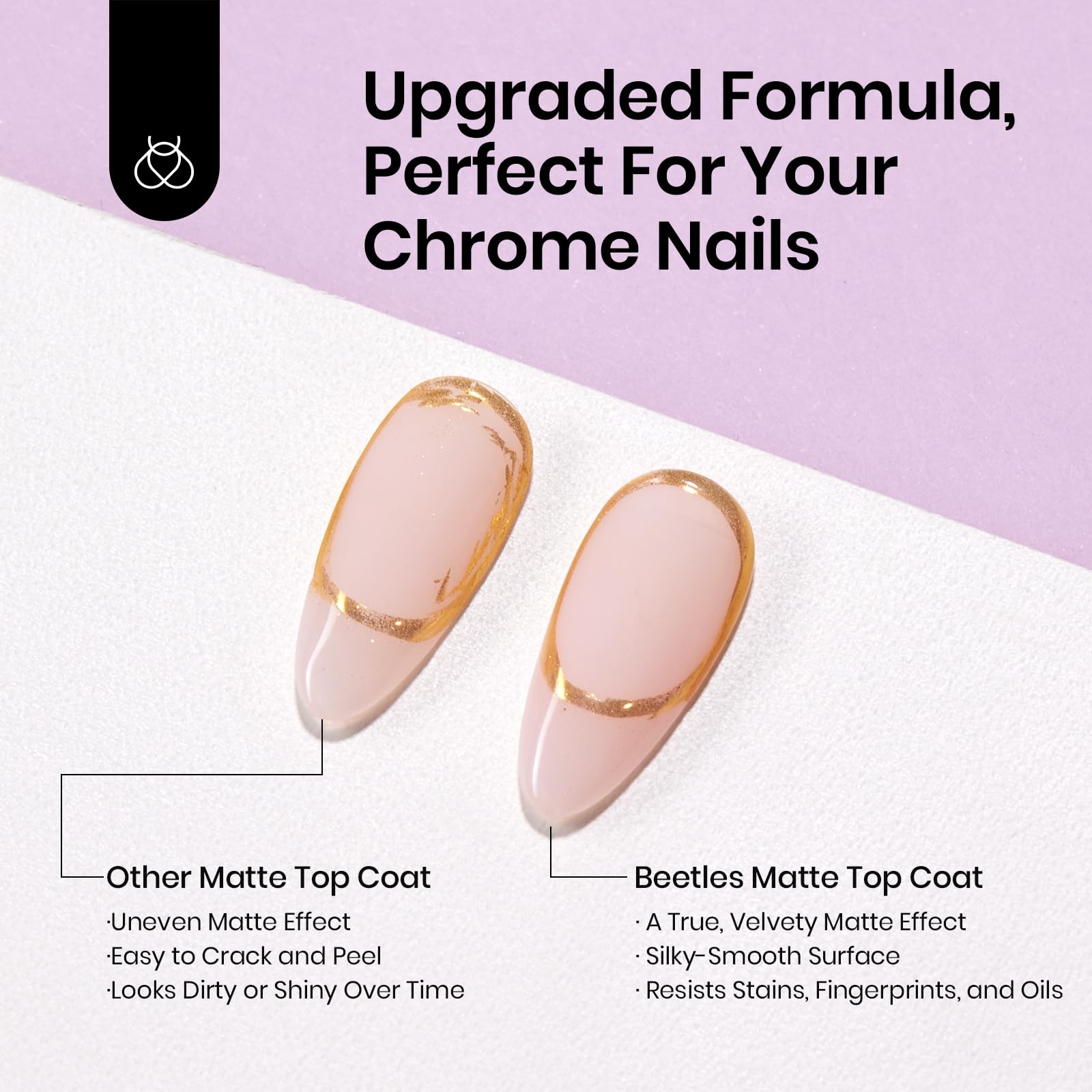 Beetles Matte Top Coat no-wipe formula enables easy home or salon use.