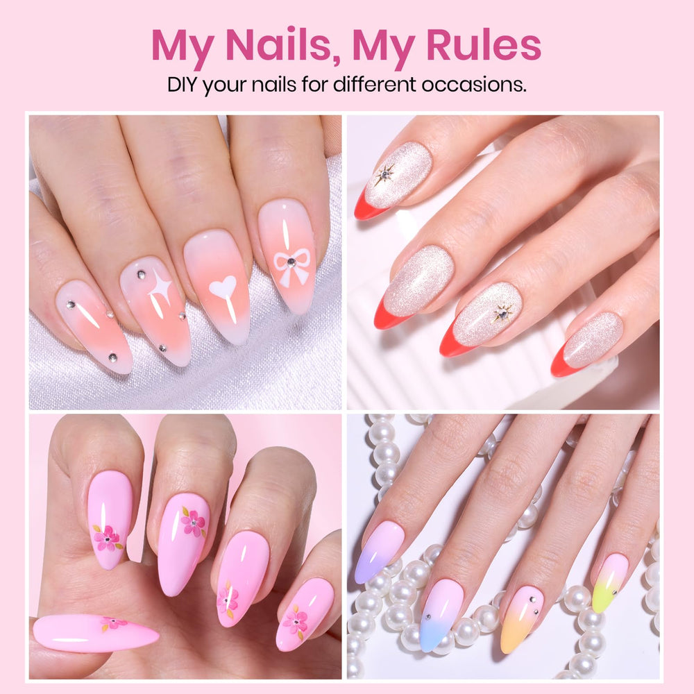 Beetles almond nail tips in 12 sizes swatches for precise fit