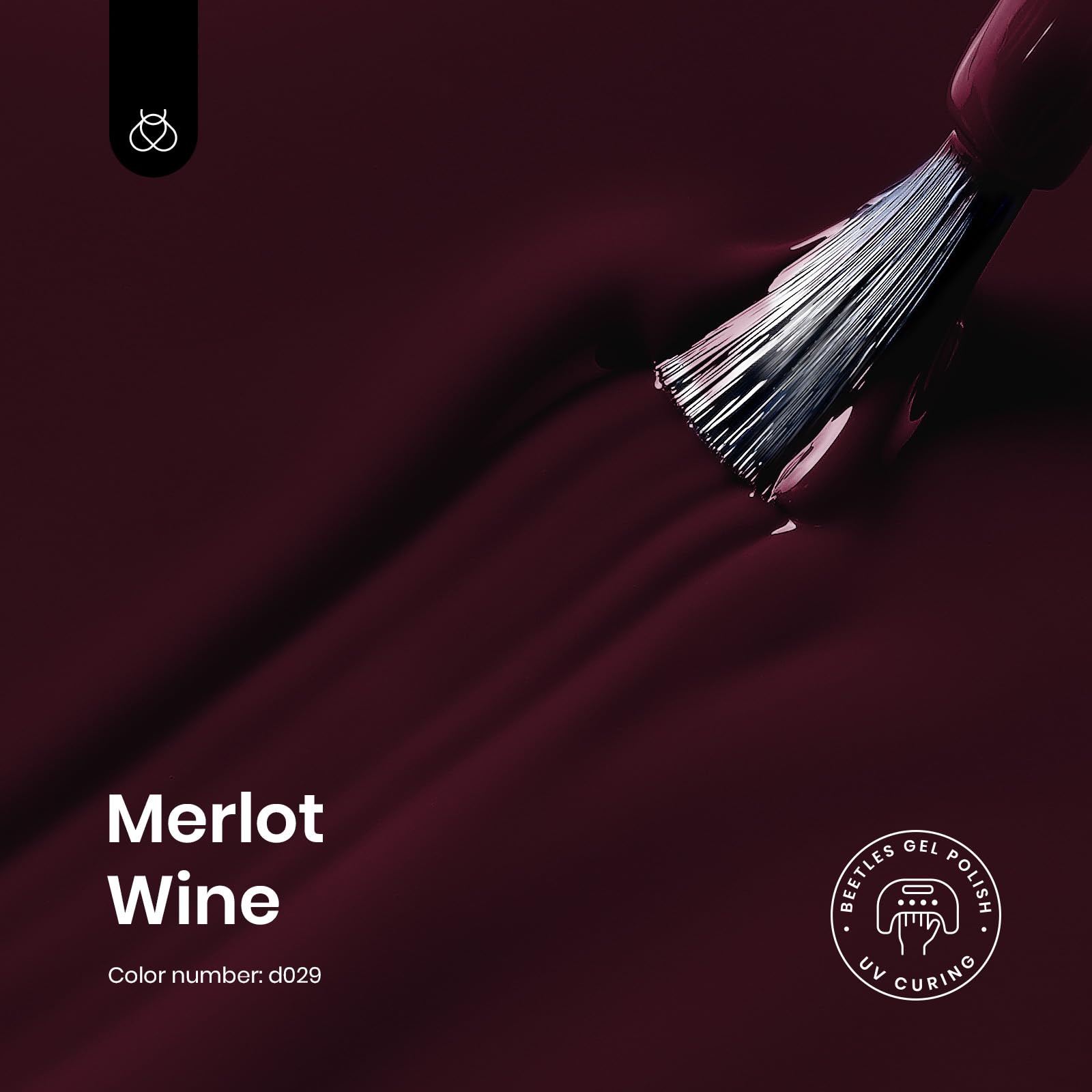 Beetles Merlot Gel Esmalte, muestra de color para manicura duradera.