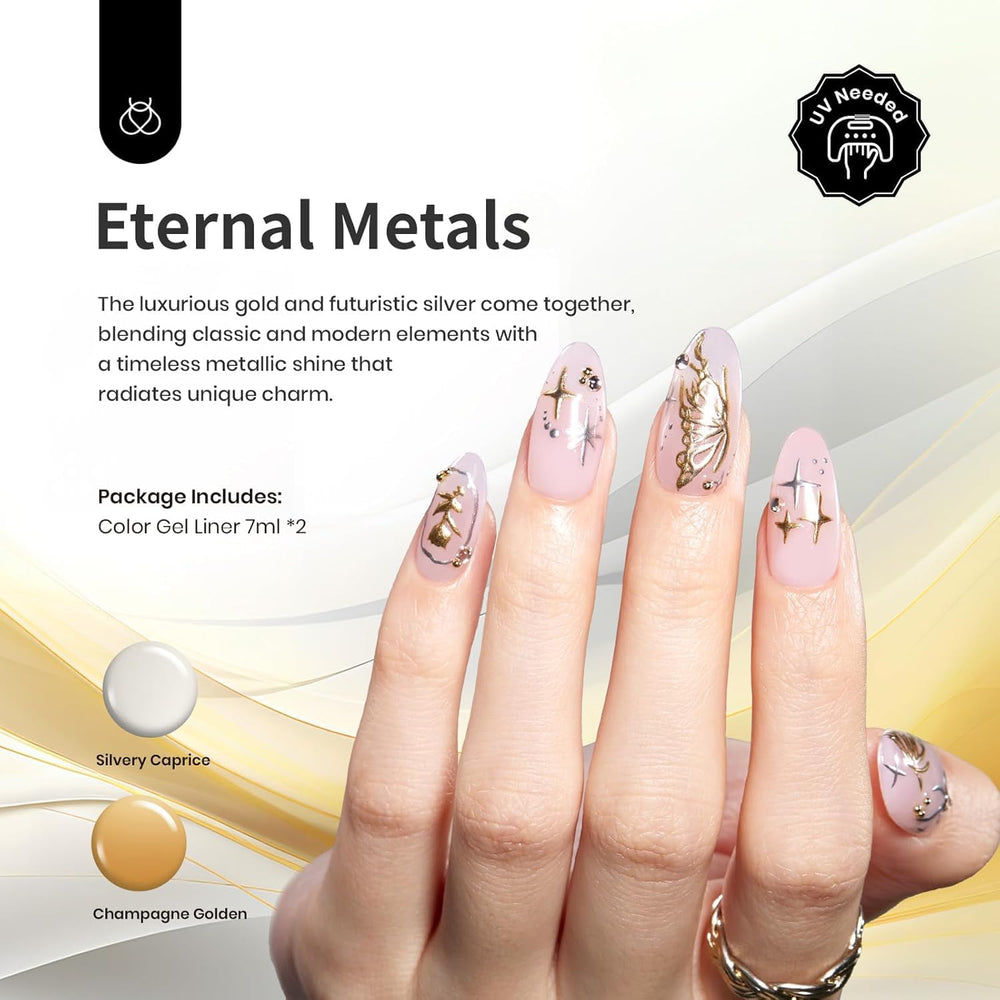 Beetles Gel Polish Bronce: delineado cromado suave y preciso.