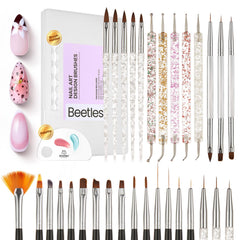 Beetles Nail Art Brushes 31pc Case for organized DIY manicure