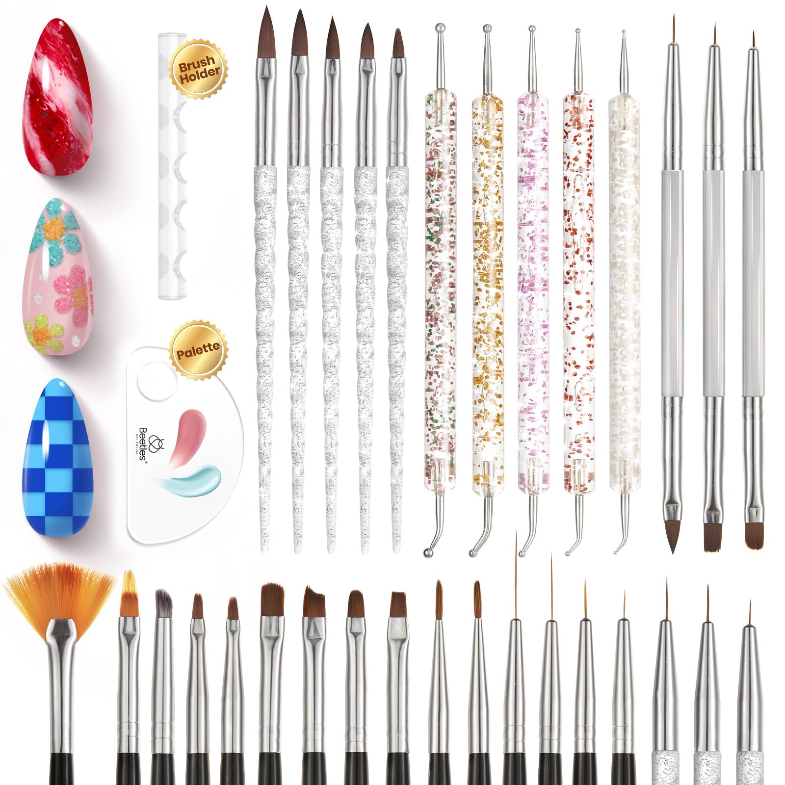 Beetles nail art brushes set for precise, clean lines on nails