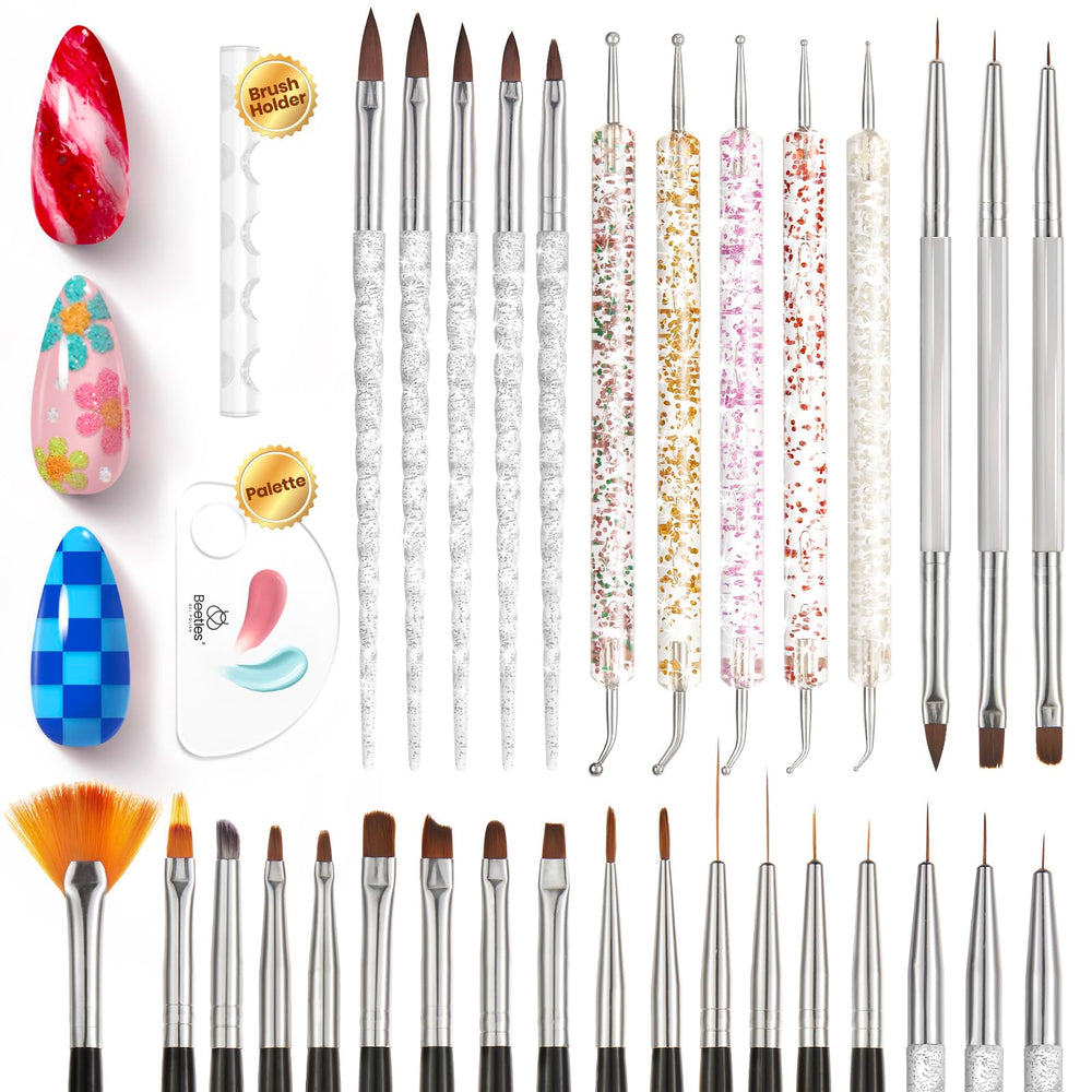 Beetles nail art brushes set for precise, clean lines on nails
