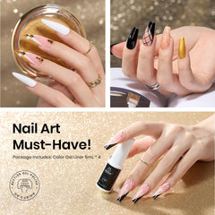 Beetles gel delineador para uñas en negro, contraste elegante para diseños modernos.
