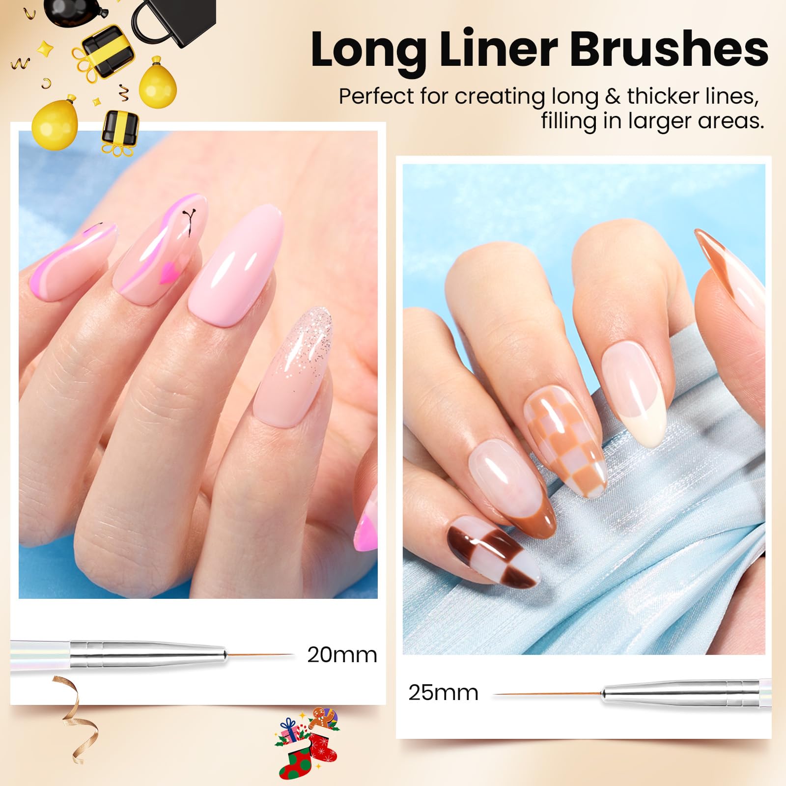 Beetles Nail Art Pens Brushes 25mm long brush for broad strokes.