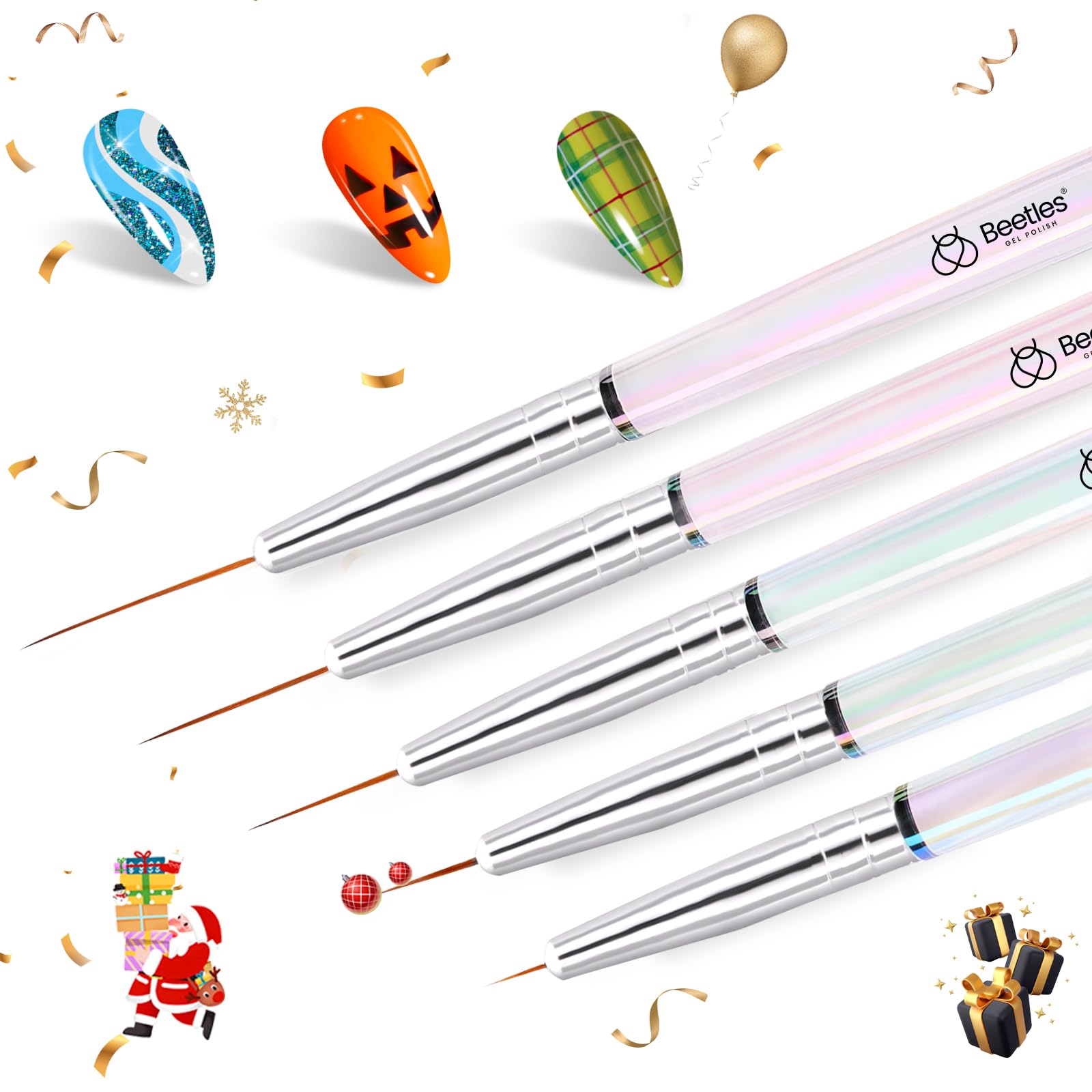 Beetles Nail Art Pens Brushes patterns demo for floral and geometric designs.