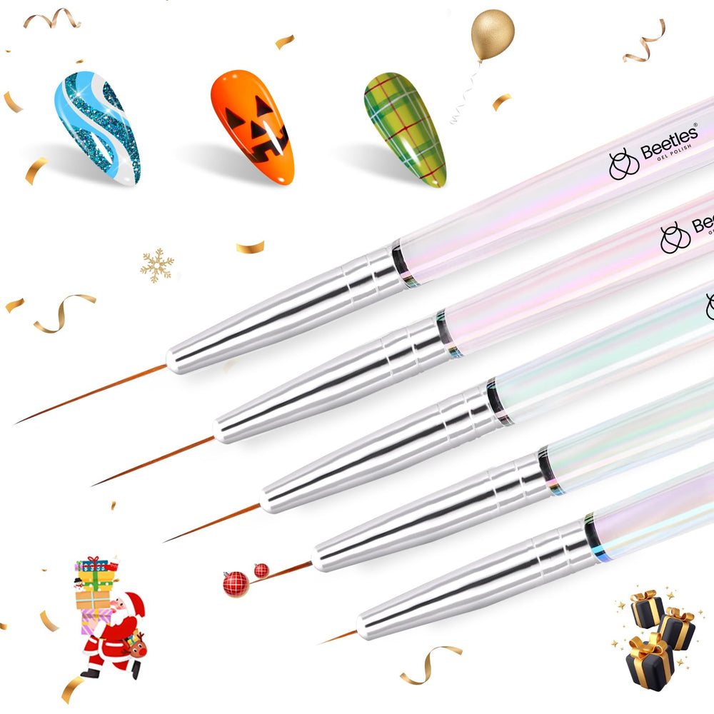 Beetles Nail Art Pens Brushes patterns demo for floral and geometric designs.