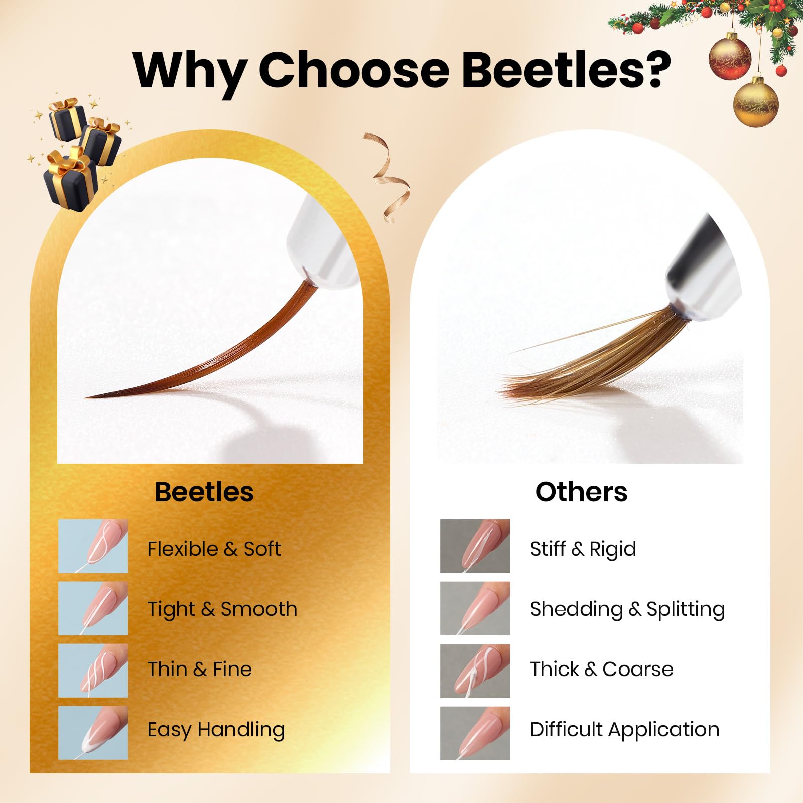 Beetles Nail Art Pens Brushes ergonomic crystal handle for comfort.