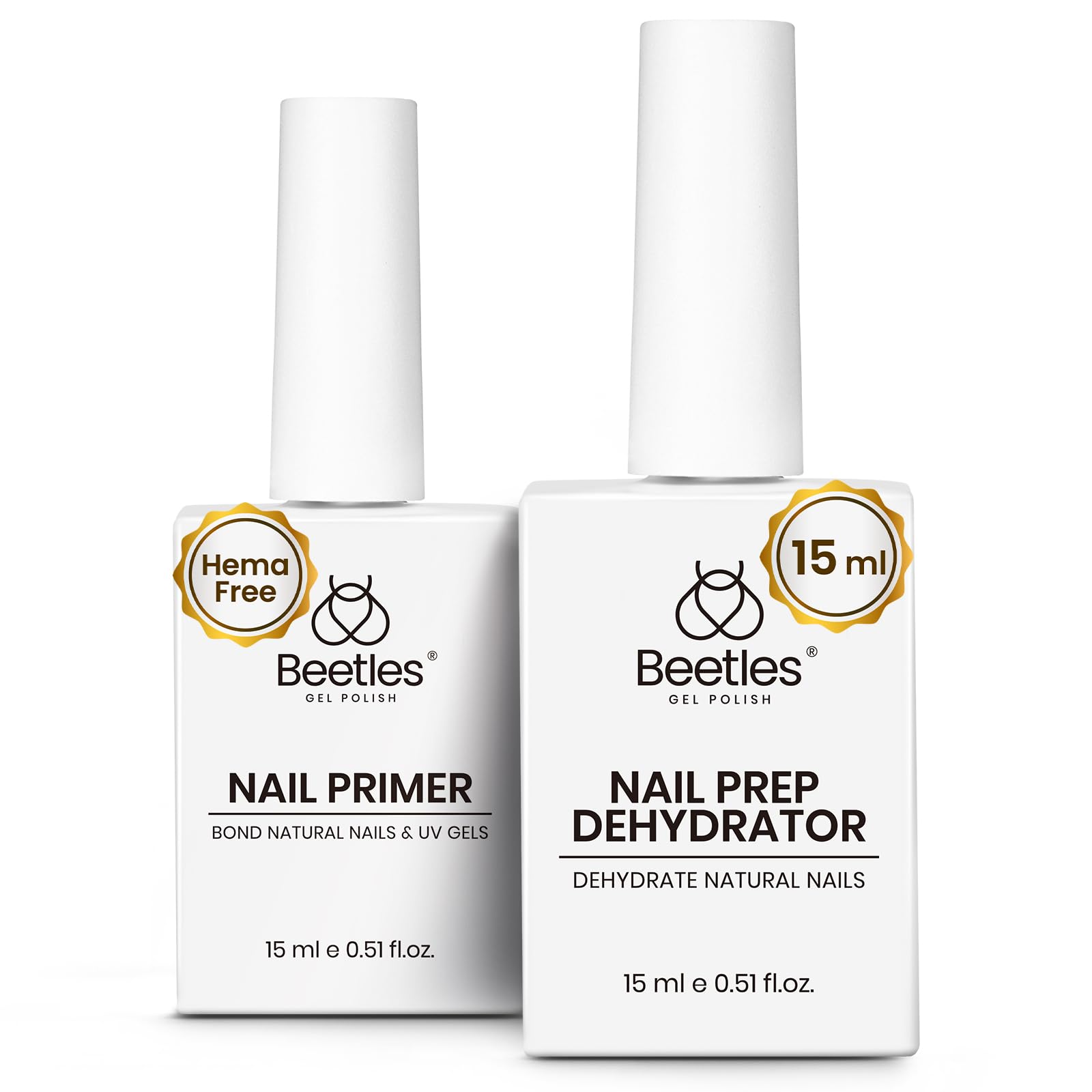 Beetles Nail Dehydrator 15ml bottle closeup highlights prep that can support stronger adhesion.