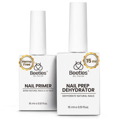 Beetles Nail Dehydrator 15ml bottle closeup highlights prep that can support stronger adhesion.