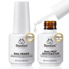 Beetles nail dehydrator 20ml bottle showing surface oil removal for better adhesion.
