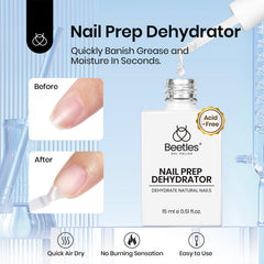 Beetles primer bottle close-up showing low-odor formula for gentle bonding.