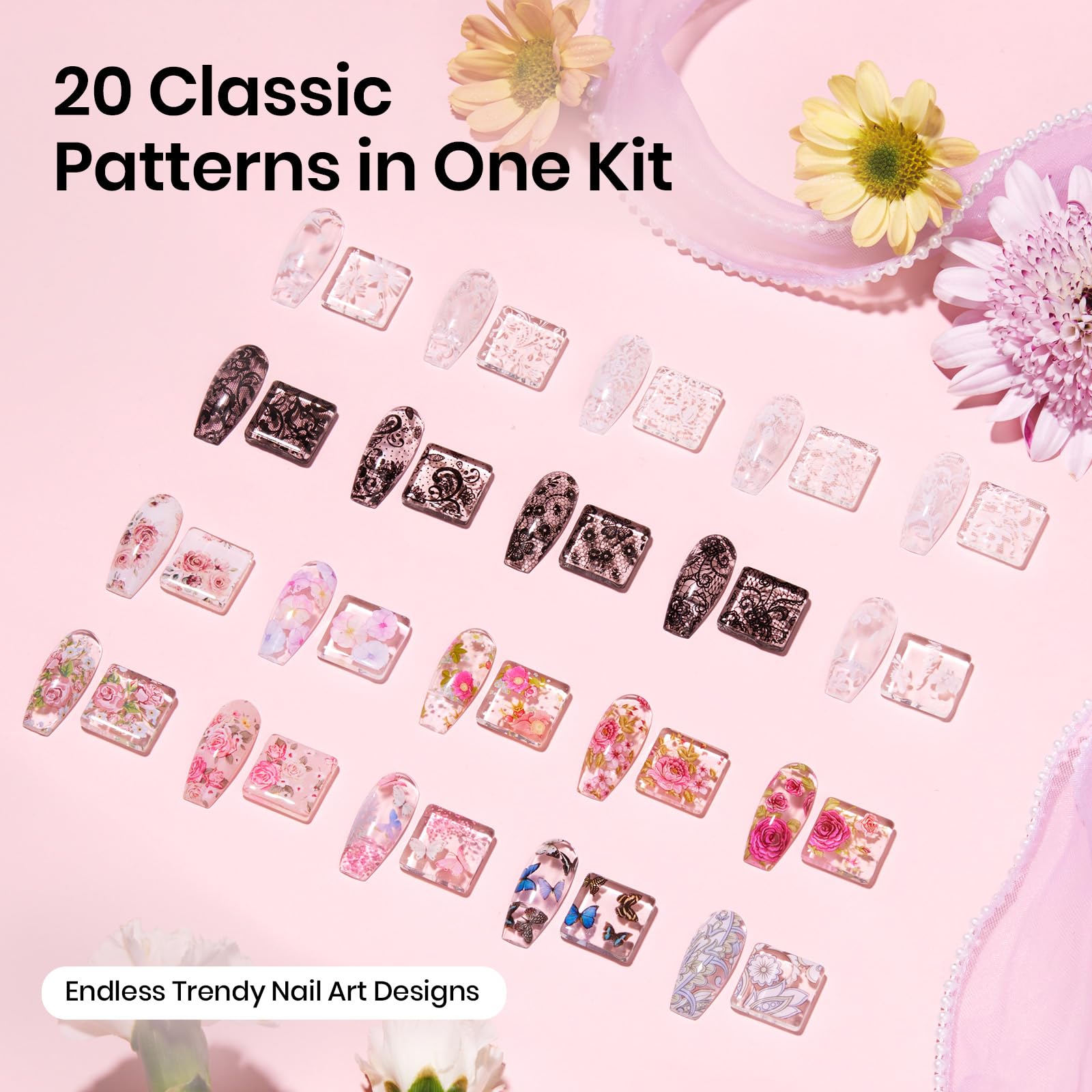 Beetles Lace Flower Butterfly stickers for easy, stylish nail art