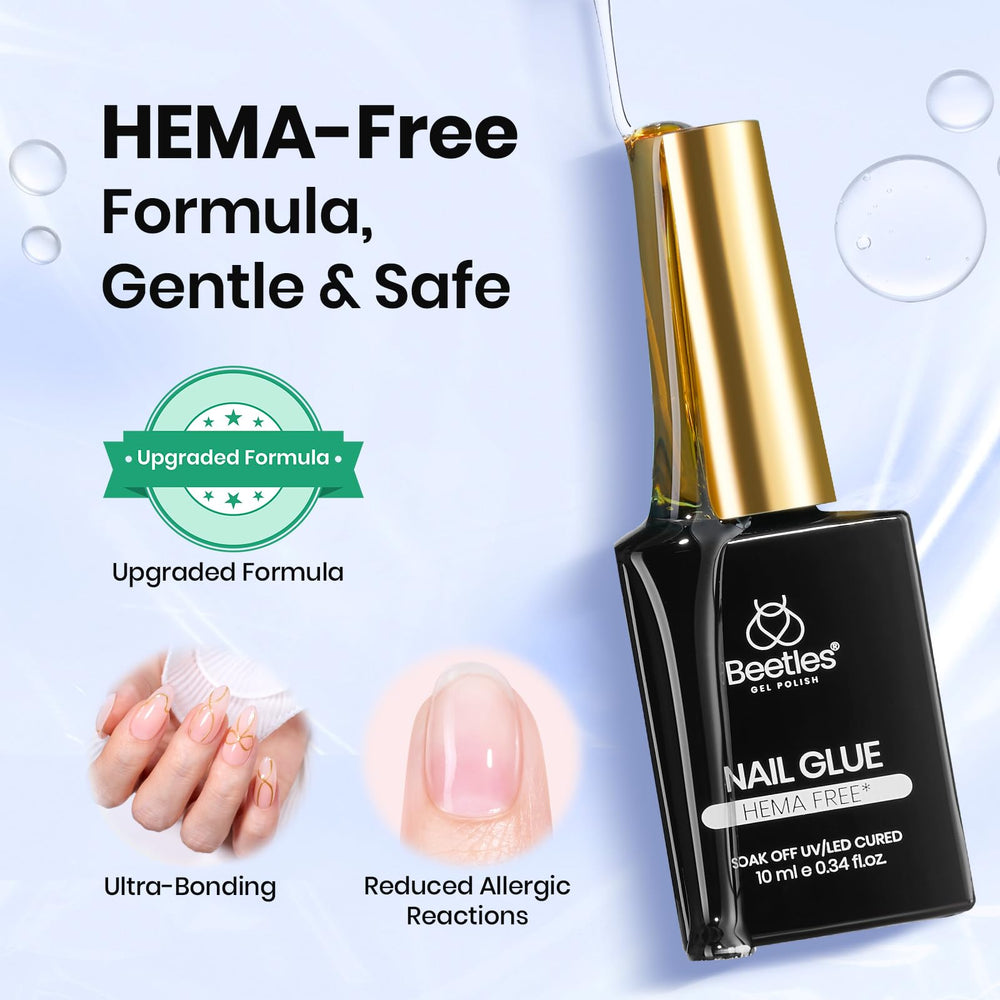 Beetles pegamento para uñas, agarre firme hasta tres semanas en uñas acrílicas.