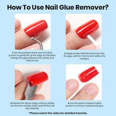 Beetles Nail Glue Remover punta afilada facilita separar adhesivo entre uña y placa.
