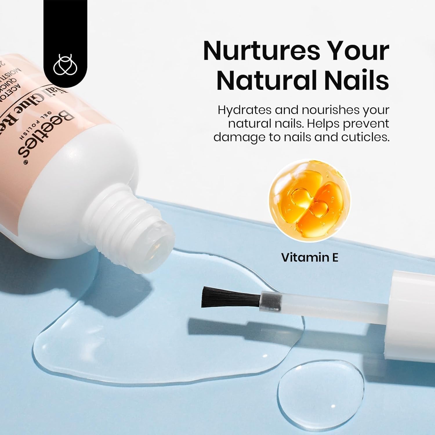 Beetles Nail Glue Remover sin olores para un uso más cómodo.