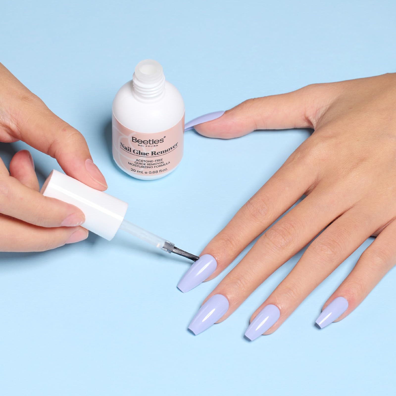 Beetles Nail Glue Remover guía de uso paso a paso para uñas falsas.