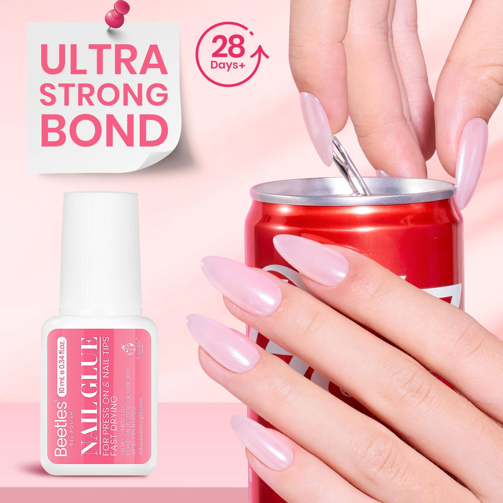 Beetles glue provides a strong hold for long‑wear nails