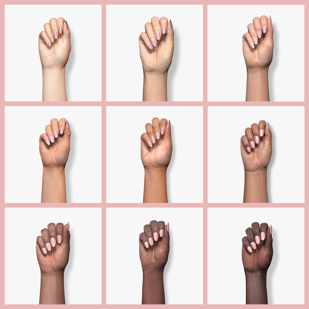 Beetles nails dusty mauve ready mani for DIY gel manicure at home.