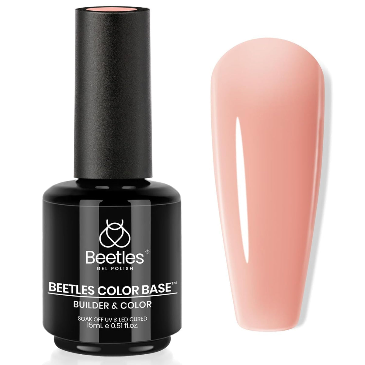 Beetles Nude Base Gel: botella para base nude duradera y protección de uñas.