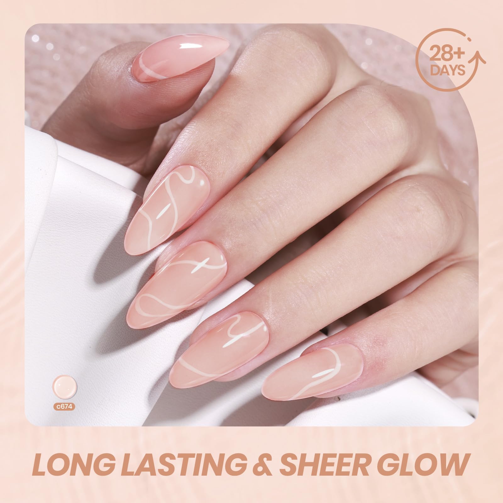 Brillo y duración de Beetles Nude Gel Polish en cada capa