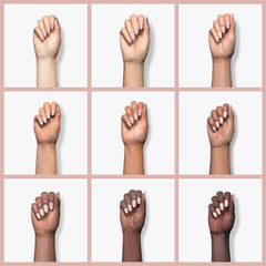 Beetles Nude gel polish brush on nail demonstrating easy application.