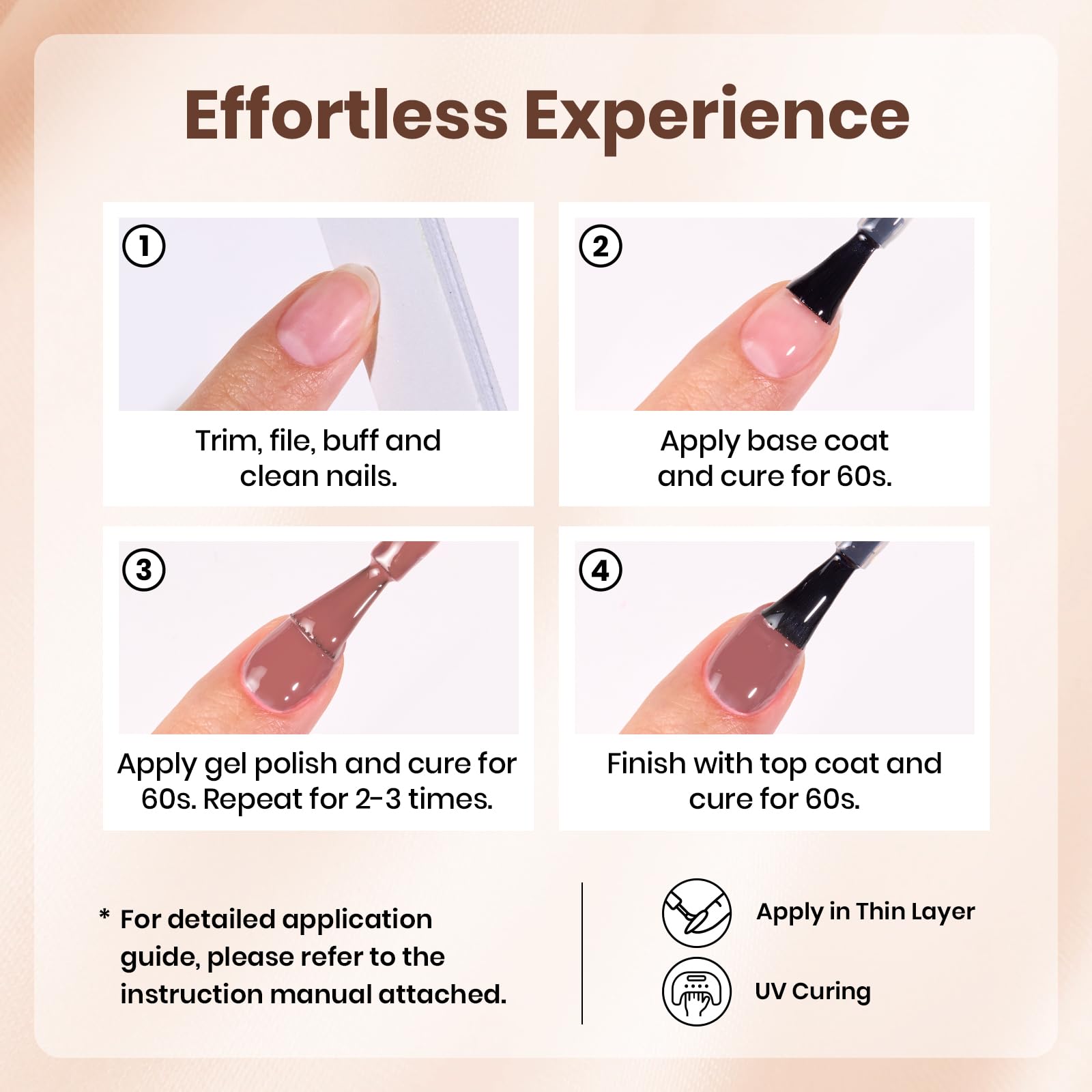 Beetles Nude Gel Polish – uso en casa con lámpara LED (uso-en-casa-led) para manicura rápida.