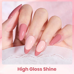 Beetles Nude Pink brush application demonstrating easy flow and nail-curved brush fit