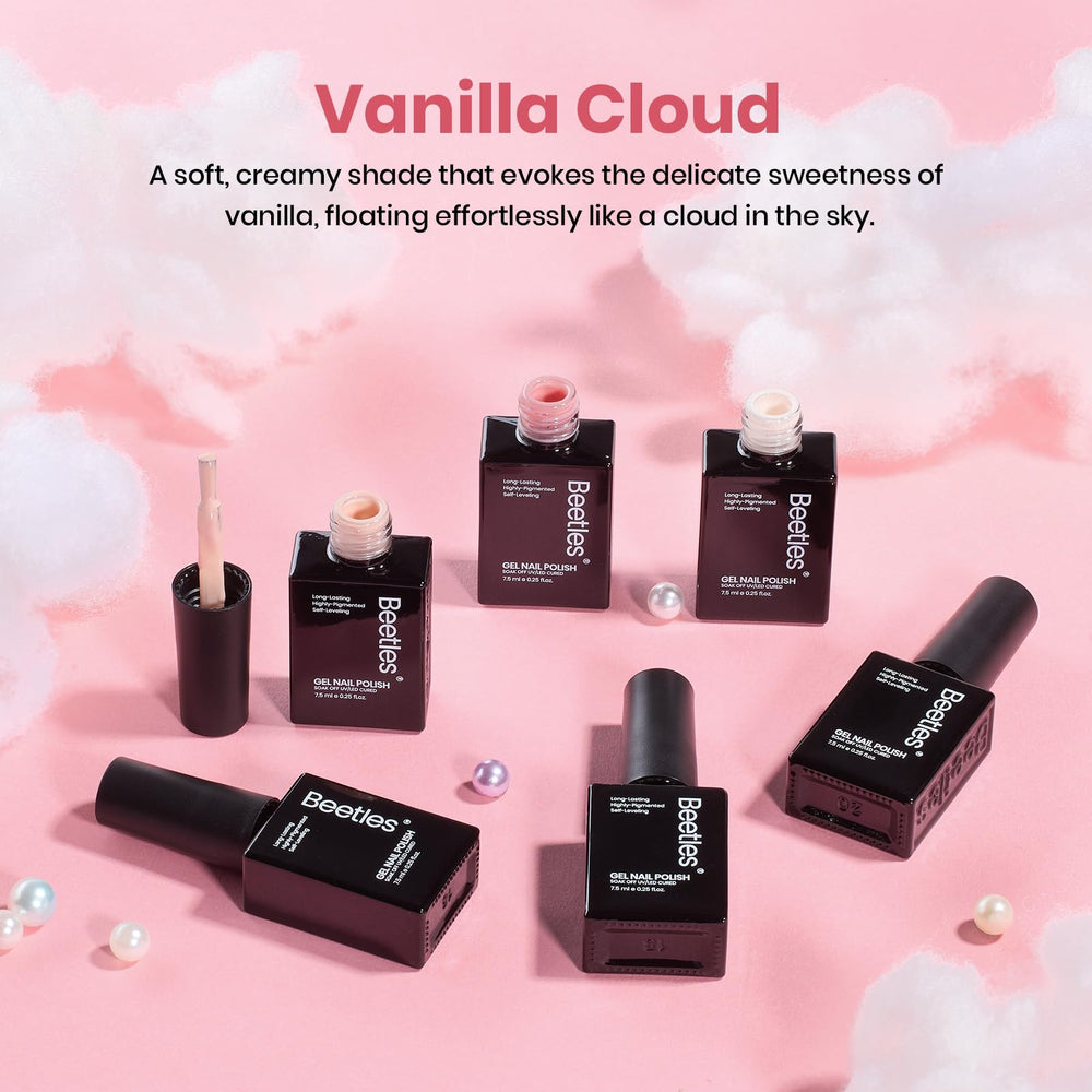 Beetles Nude Pink color swatches illustrating six shade range for inspiration