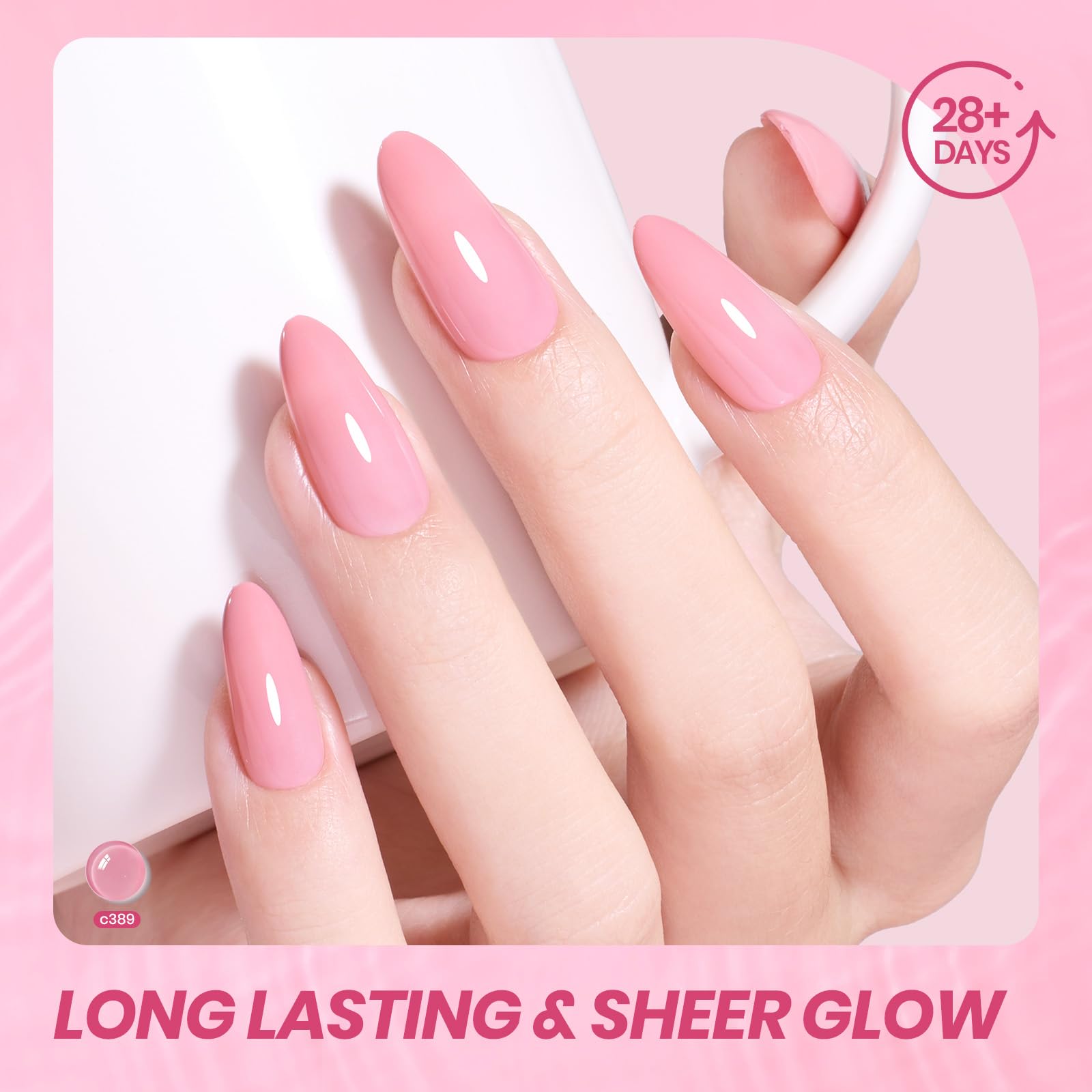 Beetles Nude Pink Gel Nail Polish layered-application highlights multiple coat styling options.