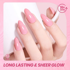 Beetles Nude Pink Gel Nail Polish layered-application highlights multiple coat styling options.